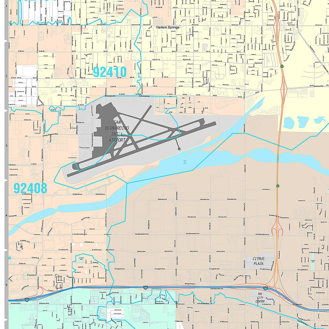 Premium Style Wall Map of Redlands, CA