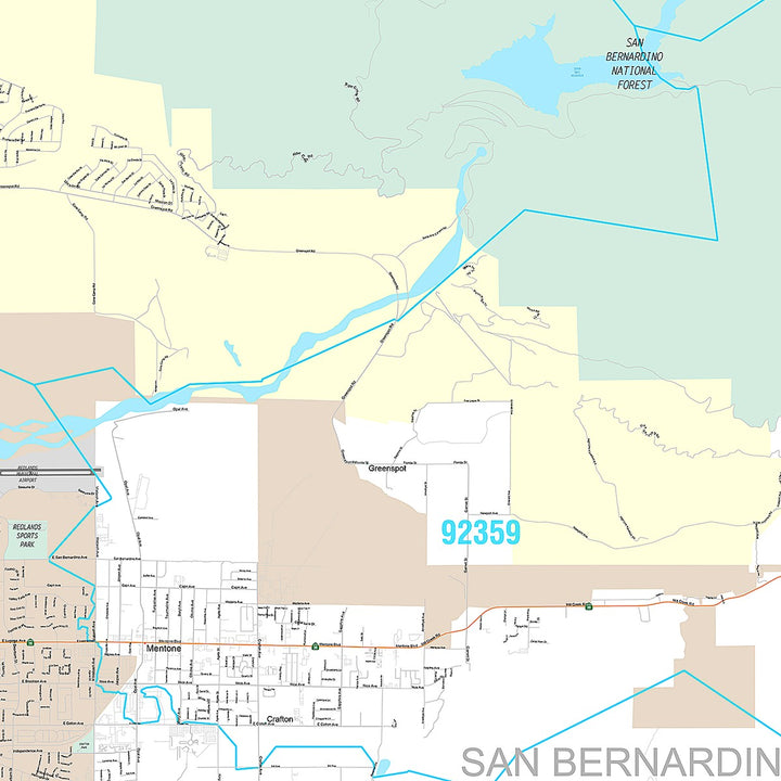 Premium Style Wall Map of Redlands, CA