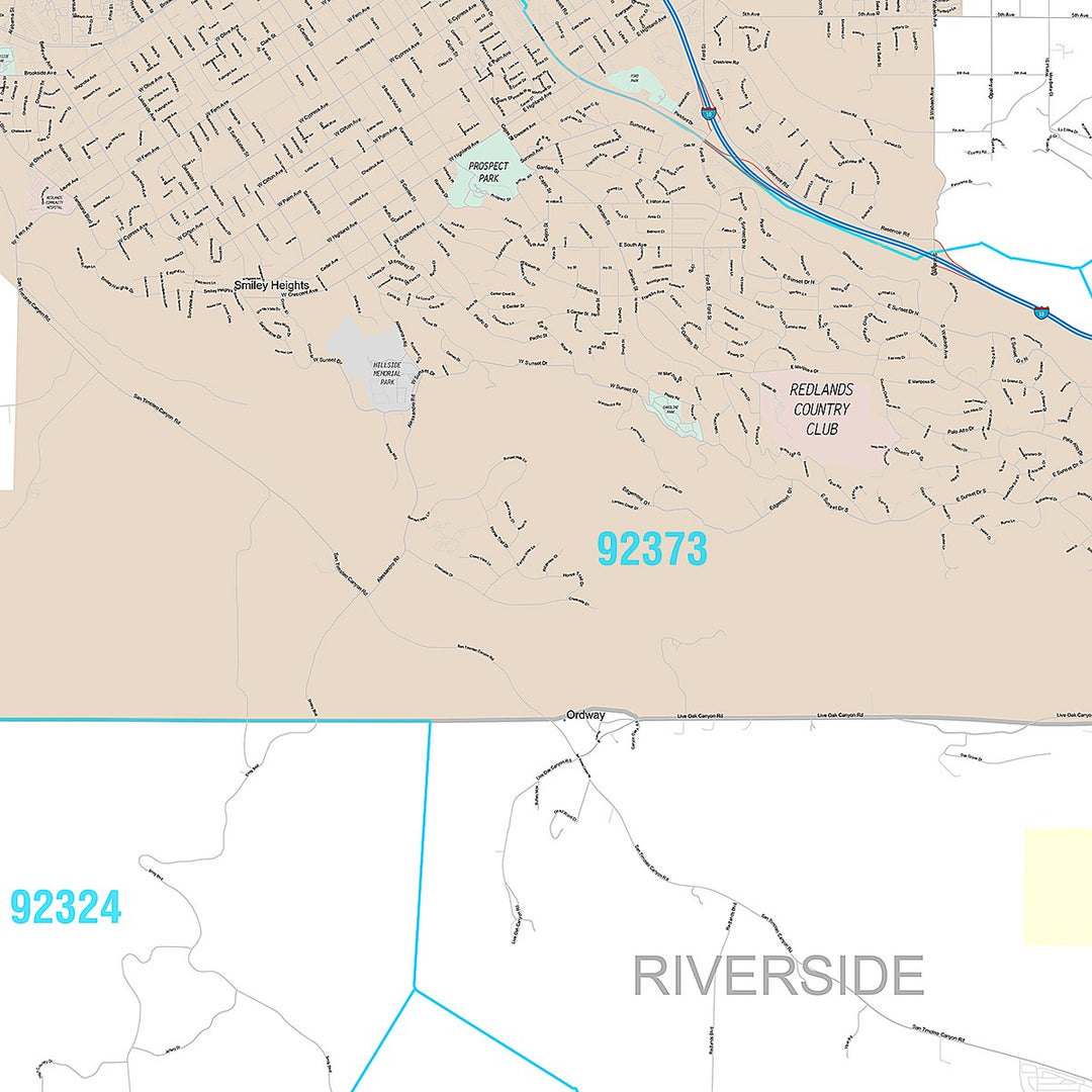 Premium Style Wall Map of Redlands, CA