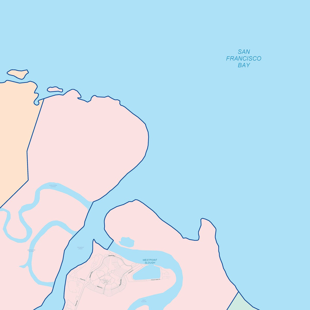 Color Cast Zip Code Style Wall Map of Redwood City, CA