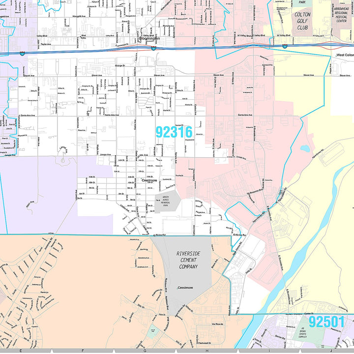 Premium Style Wall Map of Rialto, CA