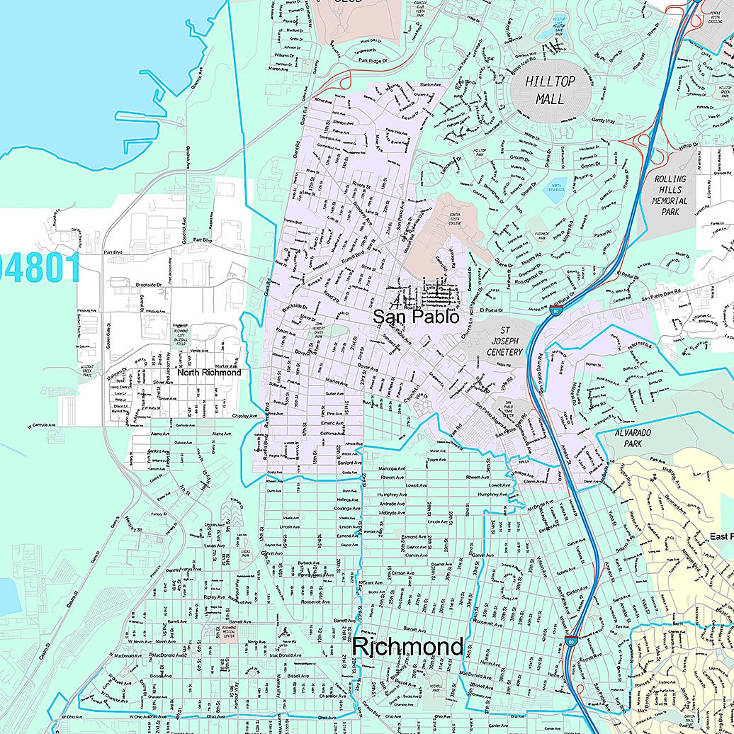 Premium Style Wall Map of Richmond, CA