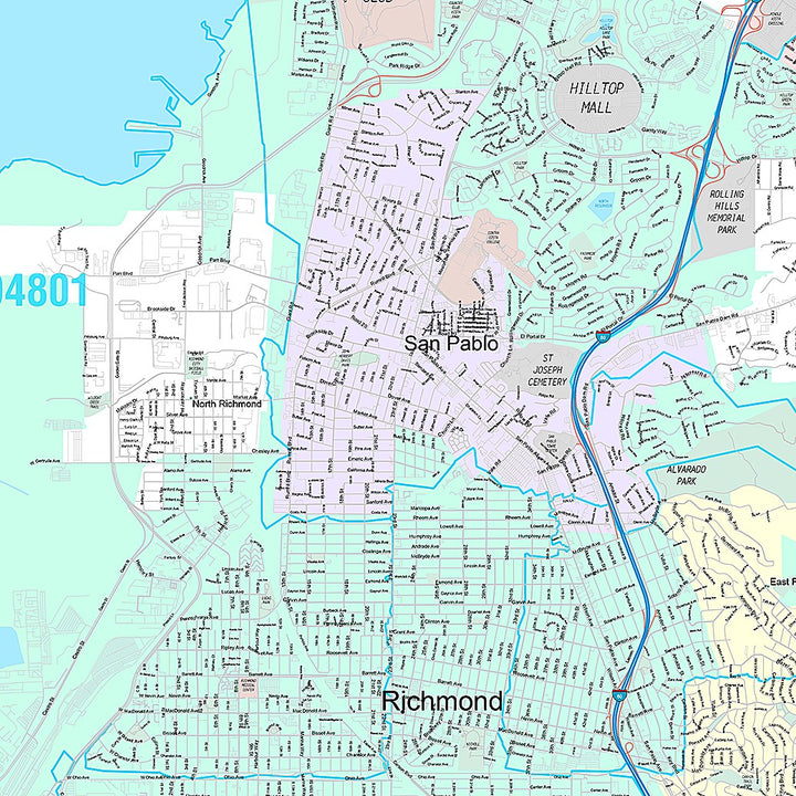 Premium Style Wall Map of Richmond, CA