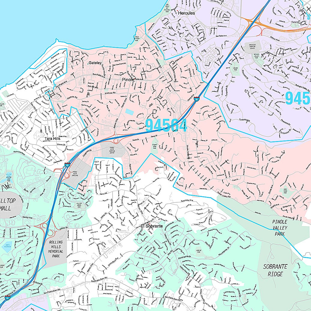 Premium Style Wall Map of Richmond, CA