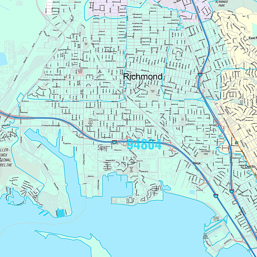 Premium Style Wall Map of Richmond, CA