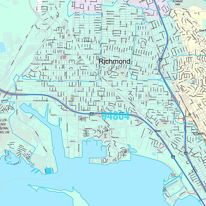 Premium Style Wall Map of Richmond, CA