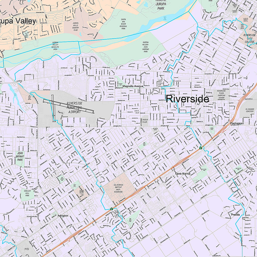 Premium Style Wall Map of Riverside CA
