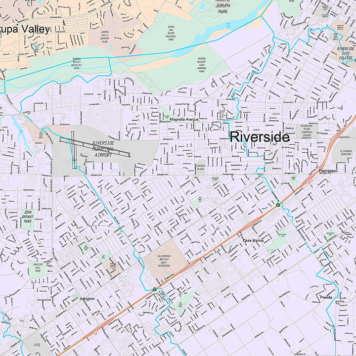 Premium Style Wall Map of Riverside CA
