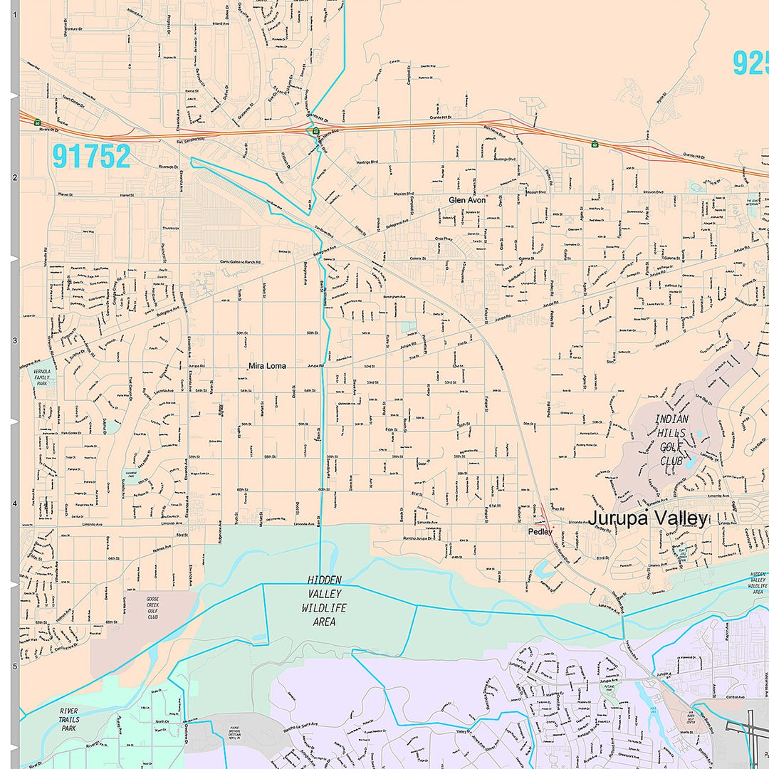 Premium Style Wall Map of Riverside CA