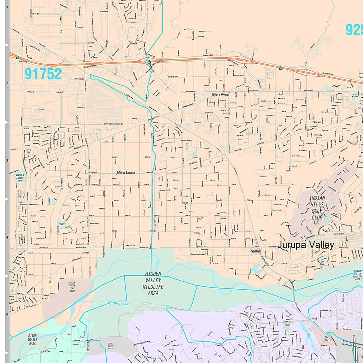 Premium Style Wall Map of Riverside CA