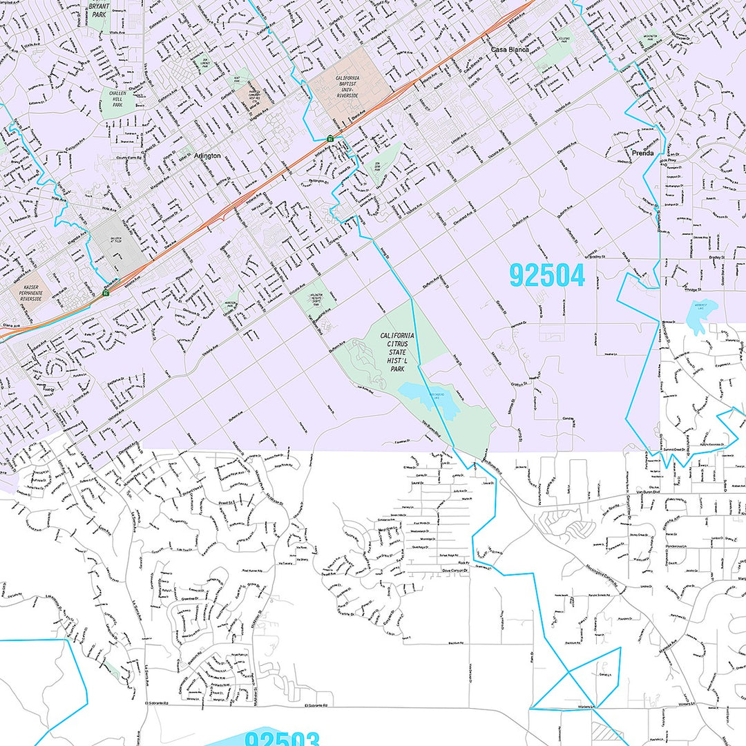 Premium Style Wall Map of Riverside CA