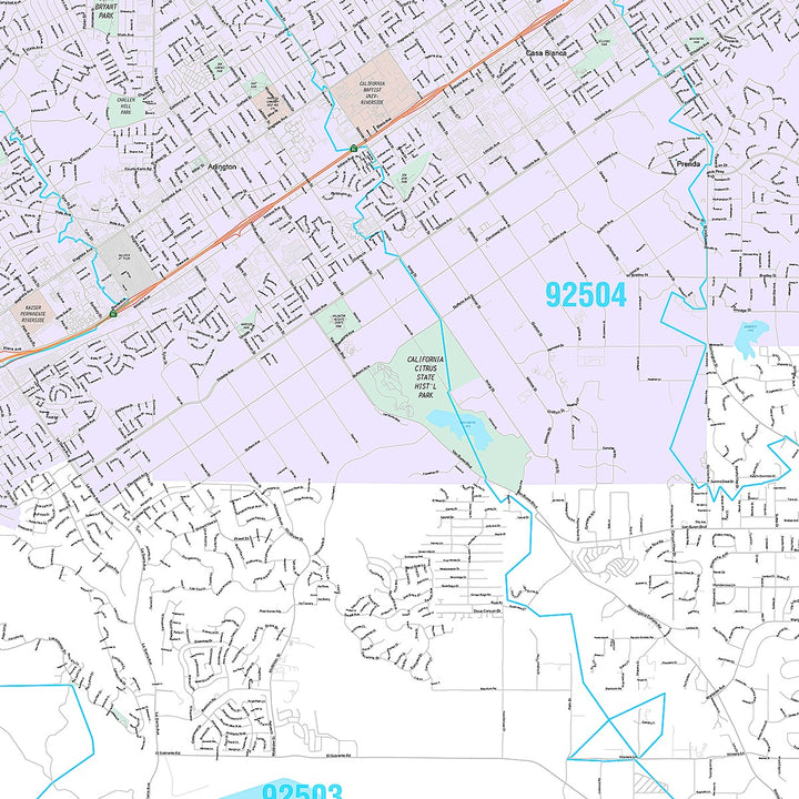 Premium Style Wall Map of Riverside CA