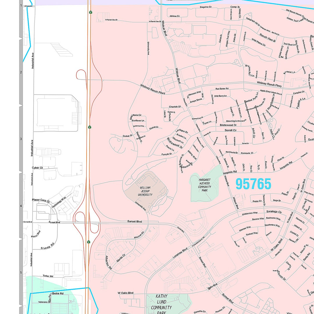Premium Style Wall Map of Rocklin, CA