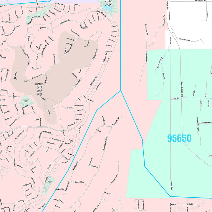 Premium Style Wall Map of Rocklin, CA