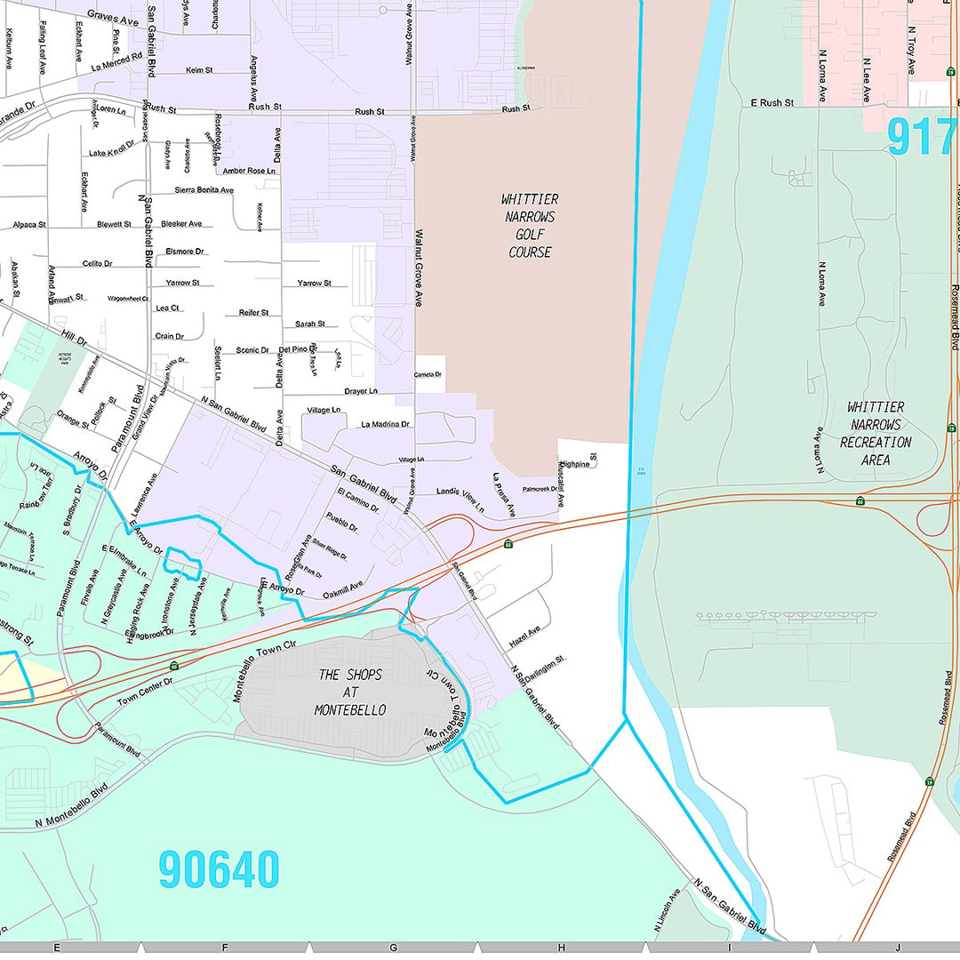 Premium Style Wall Map of Rosemead, CA