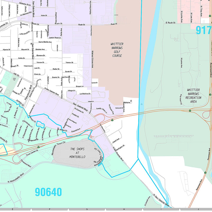 Premium Style Wall Map of Rosemead, CA