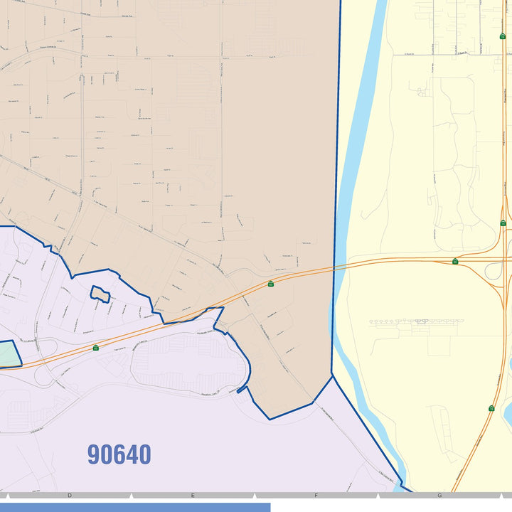 Color Cast Zip Code Style Wall Map of Rosemead, CA