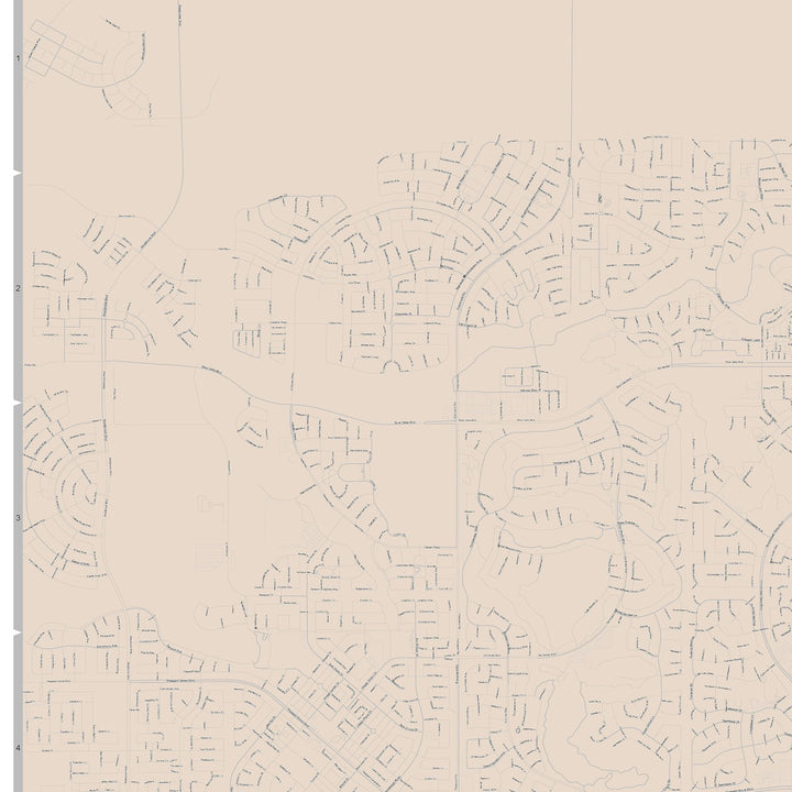 Color Cast Zip Code Style Wall Map of Roseville, CA