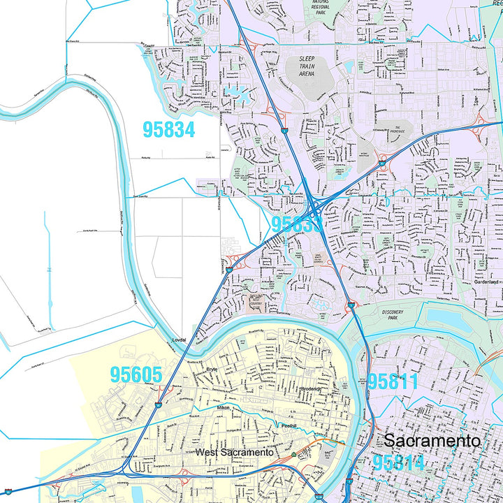 Premium Style Wall Map of Sacramento CA