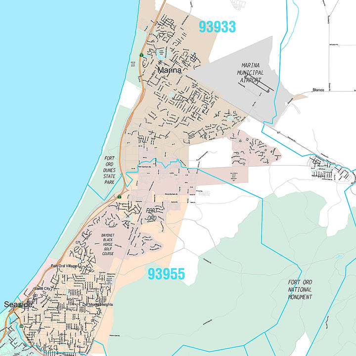 Premium Style Wall Map of Salinas, CA