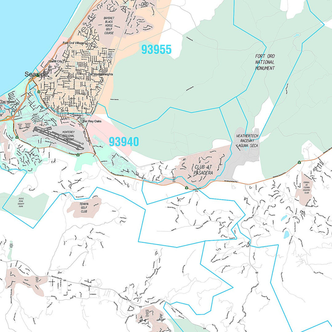 Premium Style Wall Map of Salinas, CA