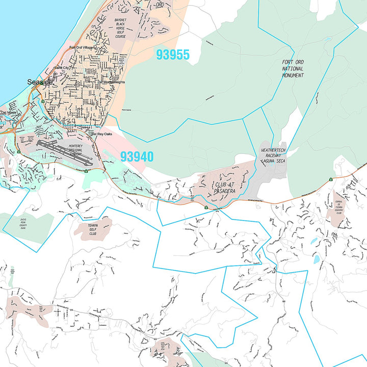 Premium Style Wall Map of Salinas, CA