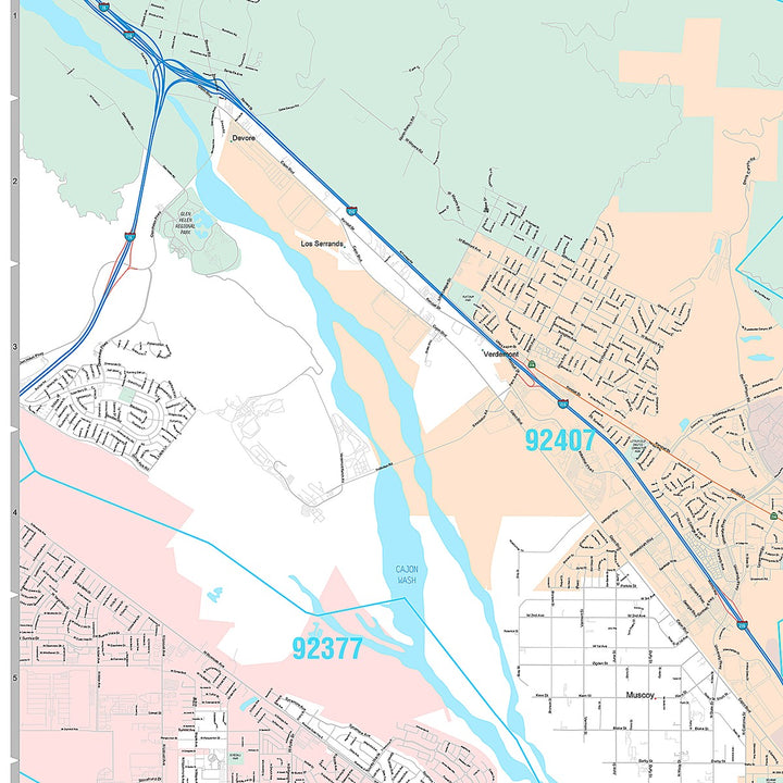 Premium Style Wall Map of San Bernardino CA