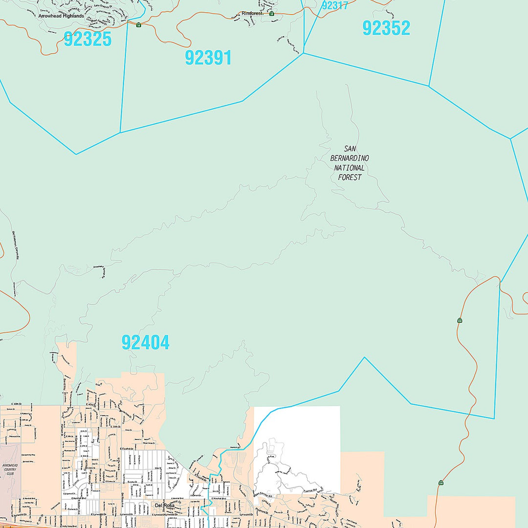 Premium Style Wall Map of San Bernardino CA