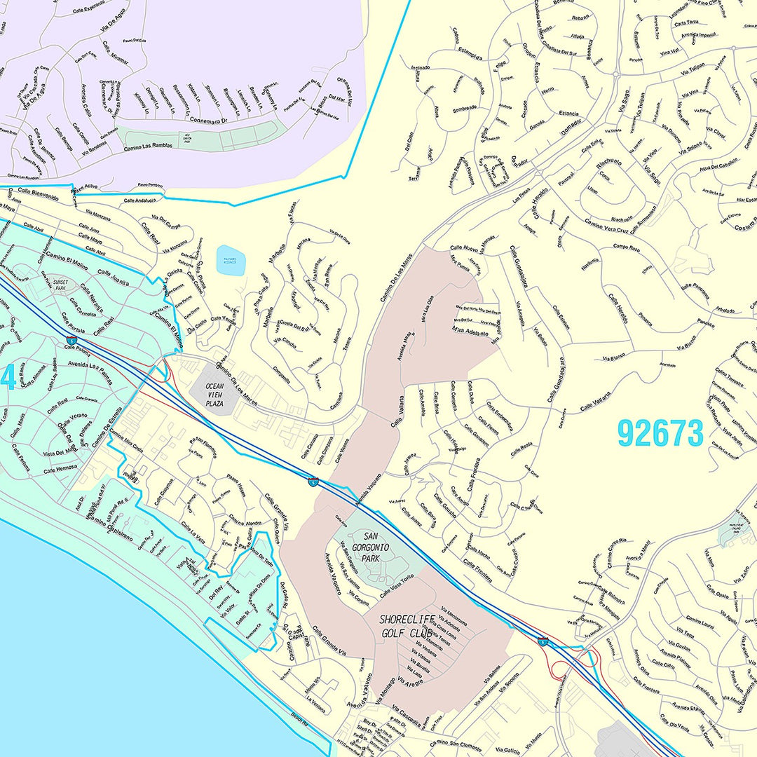 Premium Style Wall Map of San Clemente, CA
