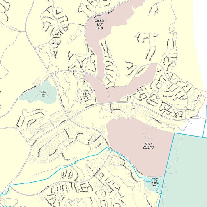 Premium Style Wall Map of San Clemente, CA