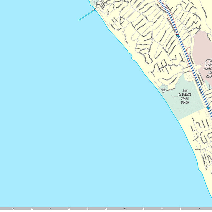 Premium Style Wall Map of San Clemente, CA