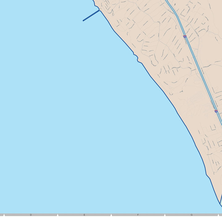Color Cast Zip Code Style Wall Map of San Clemente, CA