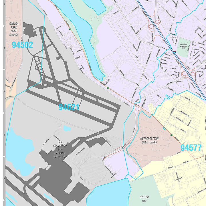 Premium Style Wall Map of San Leandro, CA