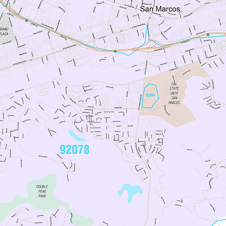 Premium Style Wall Map of San Marcos, CA