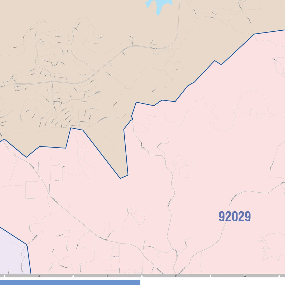 Color Cast Zip Code Style Wall Map of San Marcos, CA