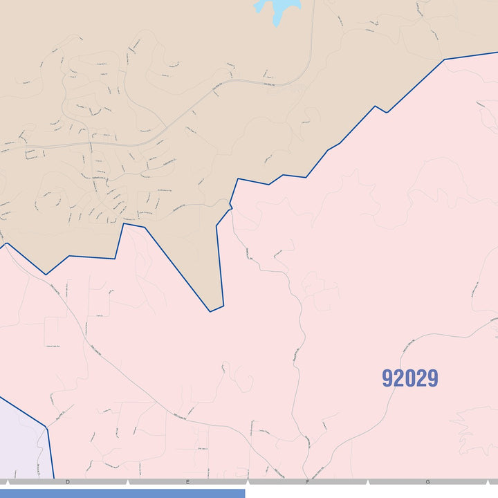 Color Cast Zip Code Style Wall Map of San Marcos, CA
