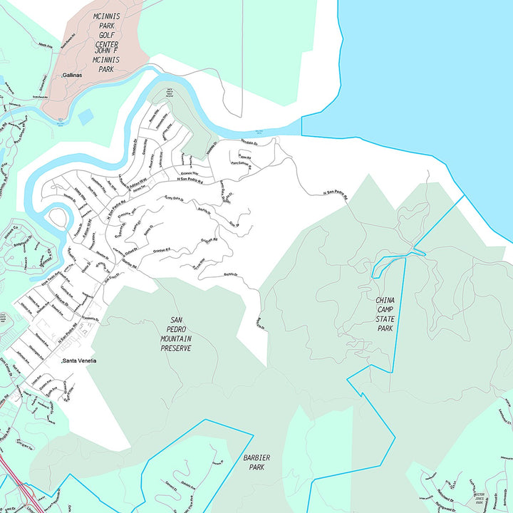 Premium Style Wall Map of San Rafael, CA