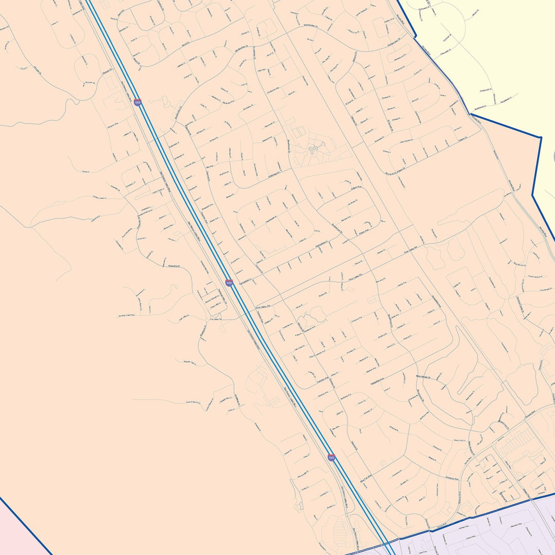 Color Cast Zip Code Style Wall Map of San Ramon, CA