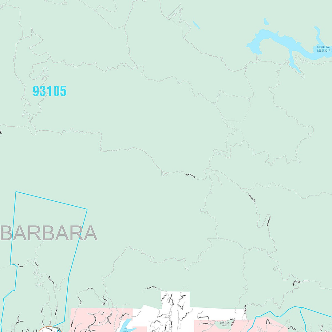 Premium Style Wall Map of Santa Barbara, CA