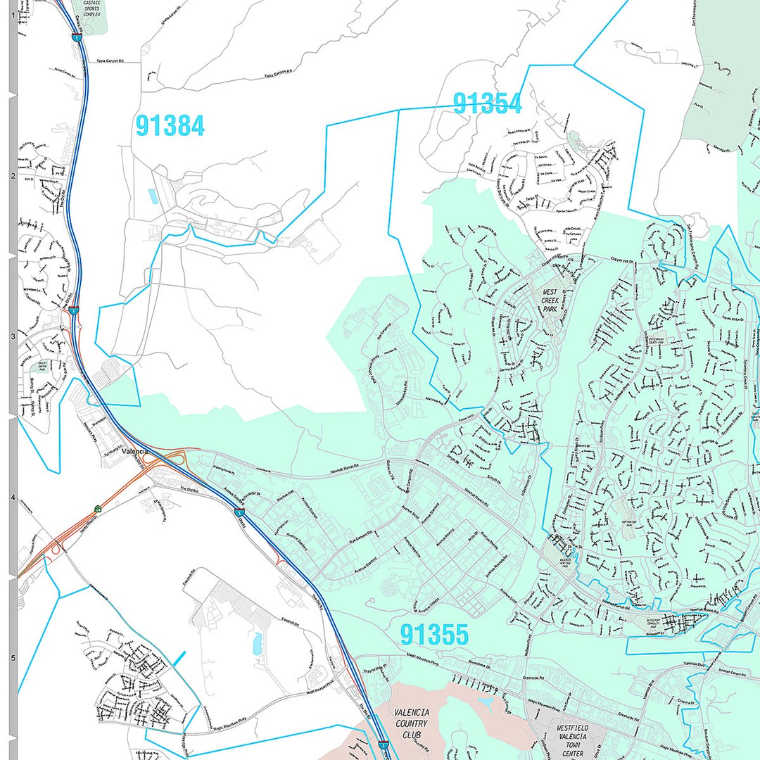 Premium Style Wall Map of Santa Clarita CA