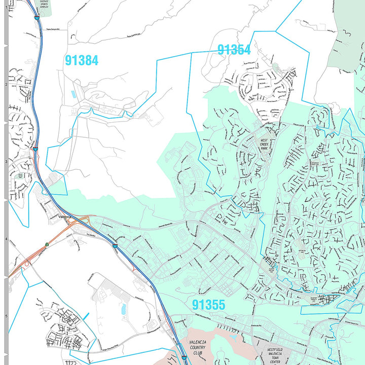 Premium Style Wall Map of Santa Clarita CA