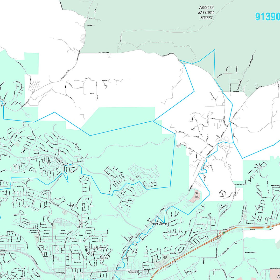 Premium Style Wall Map of Santa Clarita CA