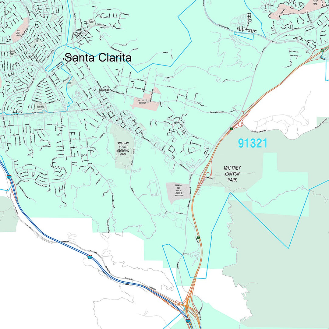 Premium Style Wall Map of Santa Clarita CA