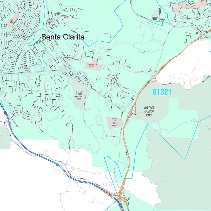 Premium Style Wall Map of Santa Clarita CA