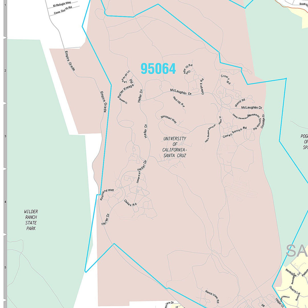 Premium Style Wall Map of Santa Cruz, CA
