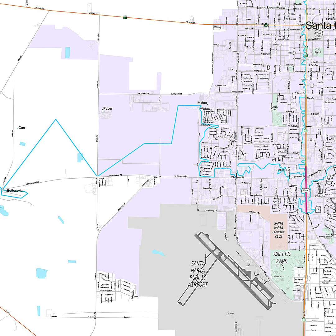 Premium Style Wall Map of Santa Maria, CA