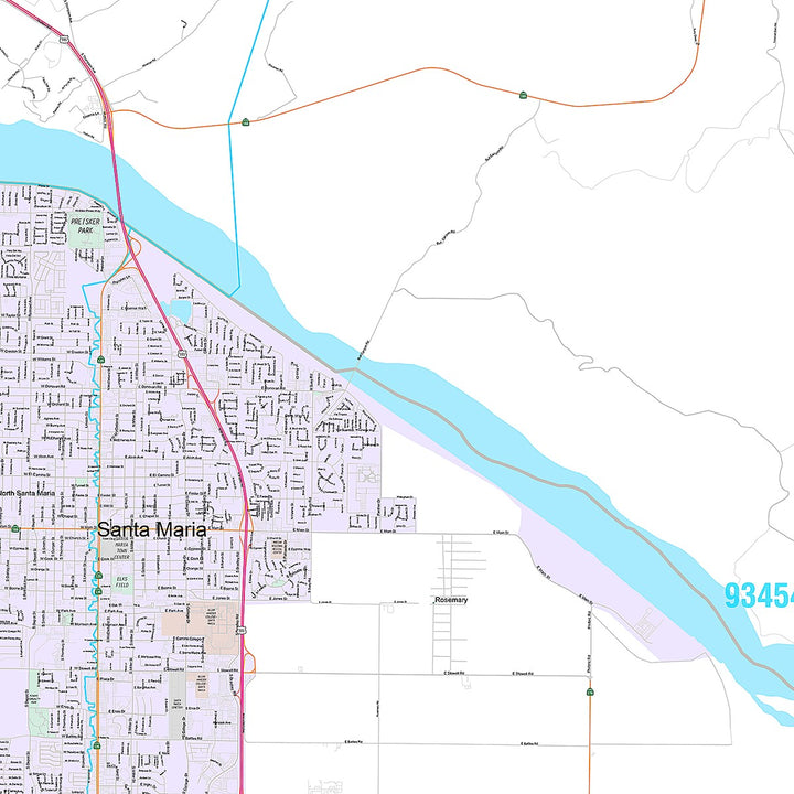 Premium Style Wall Map of Santa Maria, CA