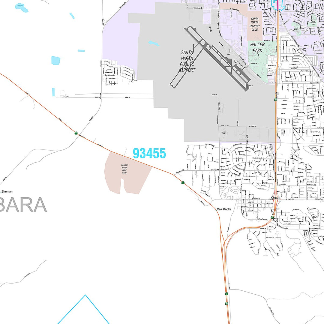 Premium Style Wall Map of Santa Maria, CA