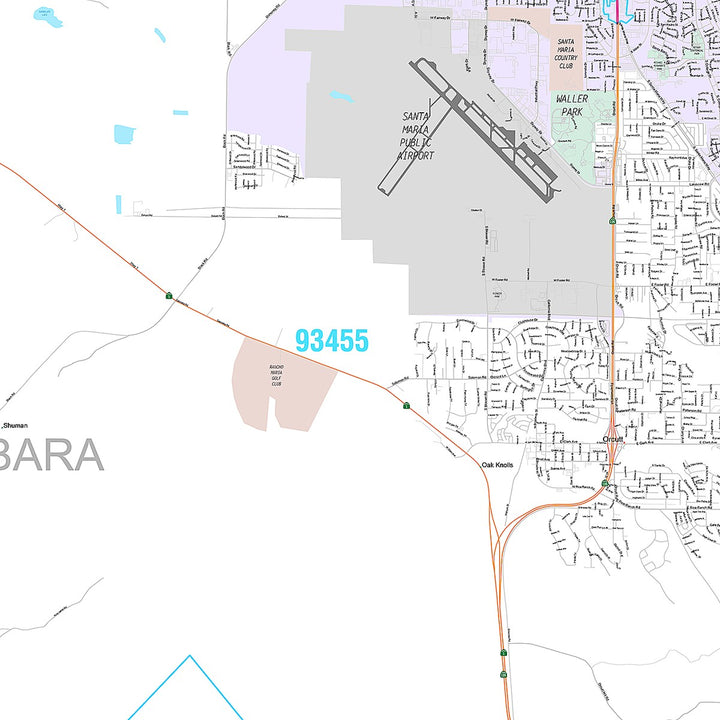 Premium Style Wall Map of Santa Maria, CA