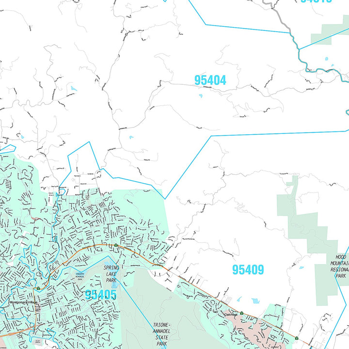 Premium Style Wall Map of Santa Rosa, CA